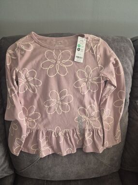 Carter's Mauve Pink Floral Peplum Long-Sleeve Top